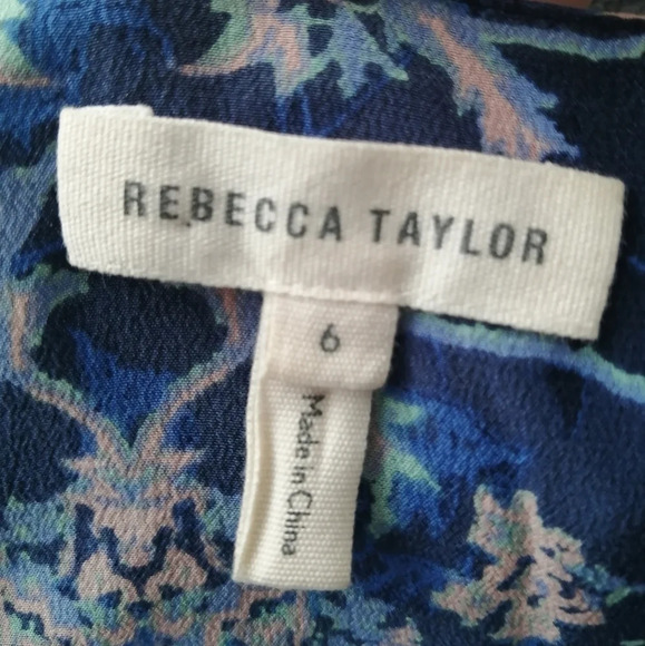 Rebecca Taylor Silk Dreamweaver Paisley Bohemian Peasant Blouse Indigo Size 6 - Picture 10 of 16